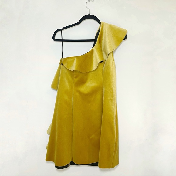 ASOS Velvet One Shoulder Ruffle Dress (US 10) - Picture 3 of 5